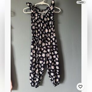 Picapino Girls 3T Cropped Leg Jumpsuit Floral Blue Sleeveless Summer